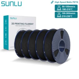 SUNLU High Speed Matte PETG Filament 1.75mm High Toughness Easy Print Fast 3D Printing Material Durable Smooth Finish 1KG Spool