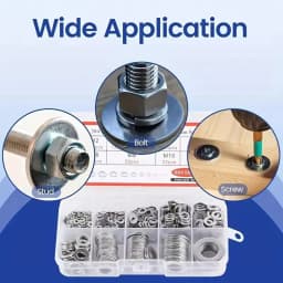 180pcs Stainless Steel Washer Set, M2-M10 Size, Easy to Install, Durable Material, Ideal for DIY Projects/Machinery
