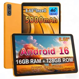 2026 Android 16 Tablet Ultra Slim 8.68" T616 Octa Core 16GB(4+12 Expand) RAM 128GB ROM 4G LTE Phone Call 5G WiFi 90HZ SIM Tablet