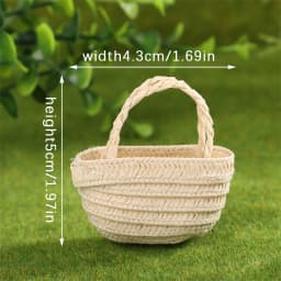 1/12 Dollhouse Woven Bread Basket Shopping Basket Straw Handbags Dollhouse Weaving Beach Bag For Dolls Miniature Decoration