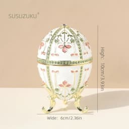 Faberge Egg Style Hand Painted Decorative Trinket Box with Hinged, Classic Ornaments Home Decor, Unique Easter Day Gift