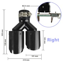 Car Carbon Fiber Glossy Muffler Tip Y Shape Double Exit Exhaust Pipe Mufflers Nozzle Decoration Universal Stainless Black