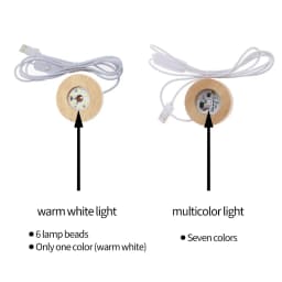 1/4PCS Wood Light Base USB Plug in 6/8Cm LED Night Lamp Colorful Art Ornament Crystal Glass LED Light for Epoxy Resin Base