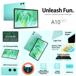 Teclast ODEA A10 Tablet for children, Widevine L1, 10.1 inches, 12GB(4GB+8GB) RAM, 128GB ROM, 8 cores, UNISOC T606, 1280x800, Android 14, Mali-G57, 6000mah, 5MP+2MP, Supports TF up to 1TB, GPS