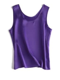 SuyaDream. Women Basic Cozy Tanks, 100% Real Silk, O Neck Sleeveless Chic T Shirt, 2025 Solid Summer Vests, White, Pink, Beige