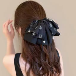 Elegant Versatile Chiffon Floral Print Bow Ponytail Clip Headwear For Women Girls Sweet Bow Ribbon Hair Clip Hair Accessories