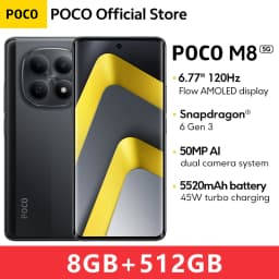POCO M8 5G Global Version Smartphone 256GB 512GB Snapdragon® 6 Gen 3 NFC 6.77" 120Hz Display 50MP Main Camera 45W Charging