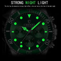 CHENXI Men's Luminous Waterproof Multi-function Watch Stainless Steel Strap Chronograph Calendar Casual Daily Wristwatch