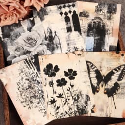 24sheets Non-repeating Self-adhesive Scrapbook Background Sticker, Matte Film Process, for Junk Journals, Scrapbooking Supplies