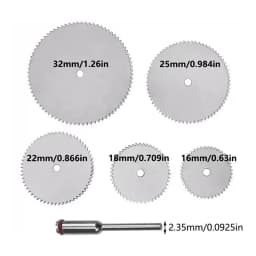 6PCS/set Stainless Steel Slice Metal Cutting Disc With 1 Mandre For Rotary Tools 16 18 22 25 32mm Cutting Disc Hand Tools DIY