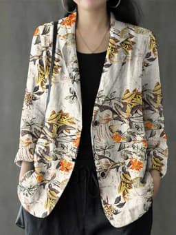 Elegant Women Printed Blazer Casual Single Button Blouse 2023 ZANZEA Autumn Coats Long Sleeve Bohemian Floral Jackets Oversized
