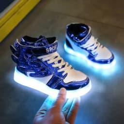 Luminous Wing Kids Sneakers USB Charge LED Illuminated Shoes Boys Girls Casual Sport Board Shoes for Older Children Lights Shoe