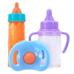 Zhexitoy Disappearing Dolls Feeding Bottles Sets including Nipple、Milk and Juice Bottle, Baby Doll Accessories, Kids Gifts