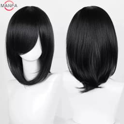 40cm Medium Basic Anime Cosplay Wig Bang Blond Black White Red Pink Green Brown Gold Blue Heat Resistant Synthetic Hair Wigs