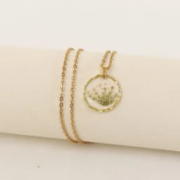 Pressed Flower Charm Necklace Handmaking Epoxy Resin Dried Flower Series Necklaces Natural Flowers Pendant Custom Chain Necklace