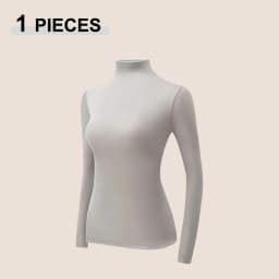 Women Autumn Winter Ultra-thin Close-fitting Base Layer Top Solid Color Elastic Long Sleeve Beauty Skin Clothes Warm Base Shirt