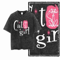 Cool Cotton Cat Printed Retro Washed Distressed Men t-shirt Black Big Size T Shirt For Men Unique Graphic Tshirt Tee G52