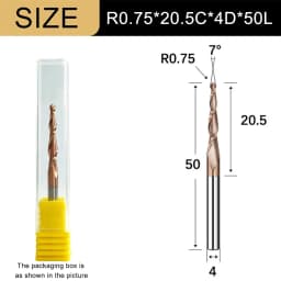 Carbide Spiral Tapered Ball Nose End Mill 6mm Shank 2 Flutes Router Bit Woodworking CNC 2D 3D Carving Bits Wood Milling Cutter