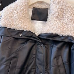 Lambskin Large Fur Collar Fake Lambskin Leather Jacket 2025 New Women Autumn Winter Jacket Coat Korean Loose Down Cotton Jacket