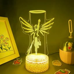 Overwatches OW Game Figure Mercy 3D Led Neon Night Lights Birthday Gift For Friends Gaming Room Table Cool Decor Mercy Lava Lamp