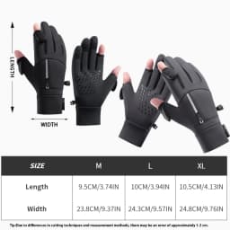 L●Mirror Winter Flip Open Two Finger Gloves Men Women Warm Touch Screen Windproof Waterproof Outdoor Gloves for Cycling Skiing