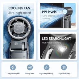 2026 Semiconductor Mini Handheld Fan 6000mAh Turbine High-speed Violent Electric Fan Folding Neck Ice Pack Refrigeration