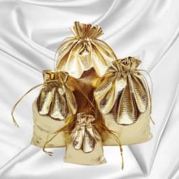 50pcs/lot Gold and Silver Cloth Bags with Drawstring Openings Jewelry Packaging Bags Drawstring Gifts Wedding Candy Bags