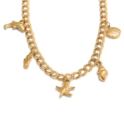 Yhpup Ocean Style Stainless Steel Seashell Conch Starfish Seahorse Drop Necklace Bracelet Bangle Waterproof Summer Daily Jewelry