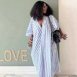 GLCMYAYA 2026 Fall Holiday Half Sleeve Striped Print V-Neck Loose Long Dress Street Africa Women Party Vestidos Dresses Vestidos