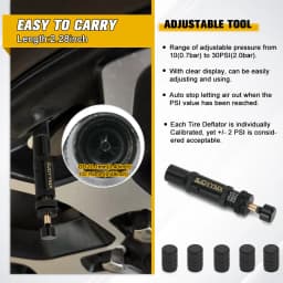 Auto-Stop Tire Deflator Valve Kit (10-30 PSI) 4 PCS Screw-on Tyre Air Down Tool Vehicles Motorcycle Offroad 4x4 Tire Tools Set