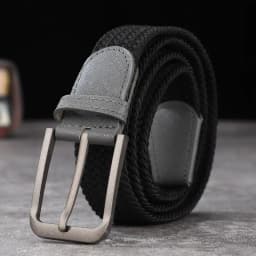 Non-perforated, non-perforated, men's and women's woven belts, elastic elastic canvas belts, women's Korean version, versatile s