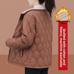 Women's Short down Cotton Jacket Warmth Outerwear Winter Coat plus Size Fluffy Coat Slimming Thickened Long Sleeve Zipper