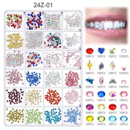 1350pcs Tooth Gem Kit Various Shapes Fashionable Teeth Jewelry Gem Personalized Dental Decoration for Girls Boys Party Decor