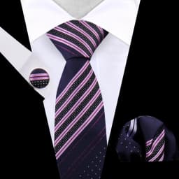 Business Tie For Men Set Necktie Cufflink Classic Handkerchief Suit For Wedding High Quality Stripe Tie Set Formal Gravata Gift
