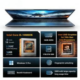2026 Intel Core I9-10980HK Laptop 15.6 inch Win11 Pro 16GB RAM 1TB 2TB SSD Fingerprint Unlock Office Business Gaming Notebook