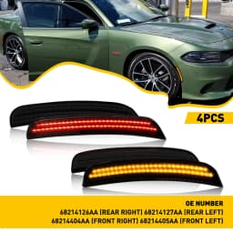 For Dodge Charger 2015 2016 2017 2018 2019 2020 2021 2022 Front Rear Bumper LED Side Marker Lights Smoked Tail Turn Signal Light