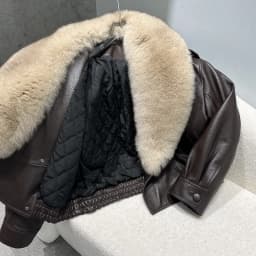 Natural Lambskin Leather Jacket for Women, 100% Genuine leather Fox Fur Leather Women Coat, Long Sleeves, H9021