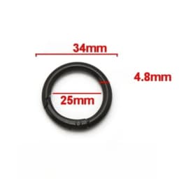 5pcs Black Spring O Rings 13-32mm round Carabiner Key Ring Trigger Snap Buckle Keychain for DIY Jewelry Making Bag Accessories