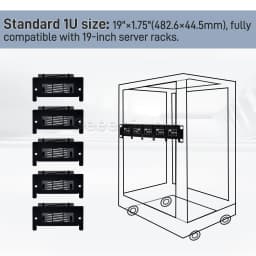 1U Rack Mount for Raspberry Pi 5/4B/3B+ Removable Steel Bracket 19 Inch 5 Slots