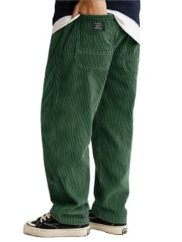 Autumn Winter Fashion Men's Solid Color Simple Basic Casual Trendy Loose Wide Leg Straight Corduroy Trousers Male Pants Clothes