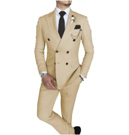 Men's Suit 2 Piece Double Breasted Peak Lapel Jacket Business Casual Slim Fit Wedding Suit For Men ( Blazer+Pants)
