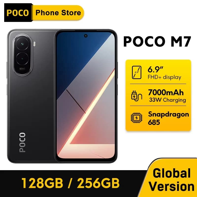 POCO M7 Smartphone Global Version Snapdragon 685 6.9-inch 144Hz FHD+ Display 7000mAh Battery 33W Charging 50MP Camera NFC