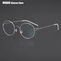 Denmark Design Small Round Glasses Frame Screwless Ultra Light 4g Air Pure Titanium Eyeglasses Men Retro Rim Eyewear Korea Style