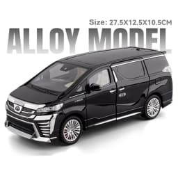 1:18 Vellfire LM300 Alloy MPV Model Diecast Car Toys Sound Light Pull Back Doors Opened Miniature Vehices Christmas Gift for Boy