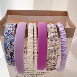 7-Piece Set of Retro French-Style Versatile Floral and Plaid Headbands for Women, Suitable for Party Outfits and Outdoor Wear