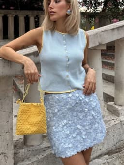 HH Elegant Women Solid Sequined Slim Mini Skirt 2025 Sparkling Party Style Skirt Female Sexy High Waist Short A-Line Skirt