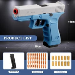 Shell Throwing G17 Automatic Shooting Soft Bullet Toy Gun with Blowback Outdoor Sports Shooting Game Christmas Gift for Children
