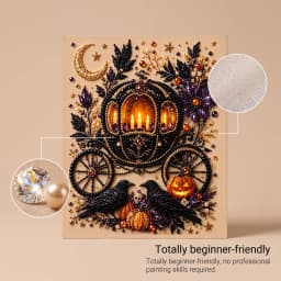 Dowmoo Canvas Halloween Diamond Art Kit Nano Pearlescent Fabric Wood Acrylic Shiny Soft Sturdy Relieve Stress Vivid Craft Set
