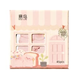 45PCS Kawaii Creative House Stickers Box Scrapbooking Stationery School Supplies Cute Theme for Crafting And Organizing