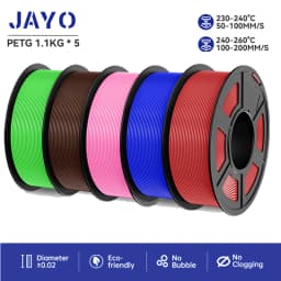 JAYO Filaments PETG 5 Rolls Mixed Colors 3D Printer Filament 1.75mm 100% No Bubble FDM 3D Printer Materials DIY Gift 1.1KG/1 Rol